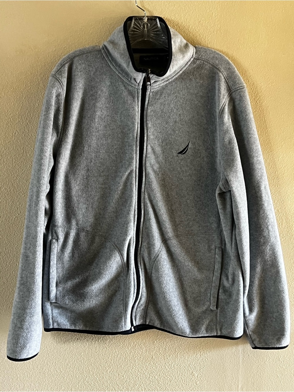Nautica Light Gray Full-Zip Fleece Jacket with Logo